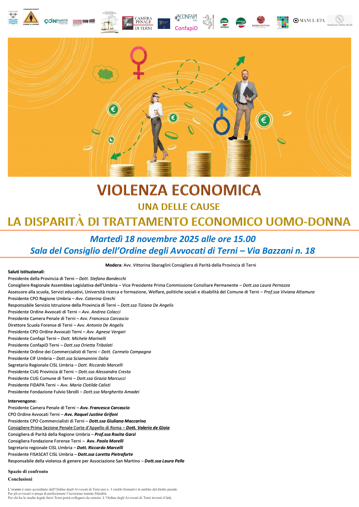 immagine notizia (ptn) Il 18 novembre all’Ordine degli avvocati, la consigliera di Parità della Provincia organizza un incontro sulla disparità retributiva uomo-donna